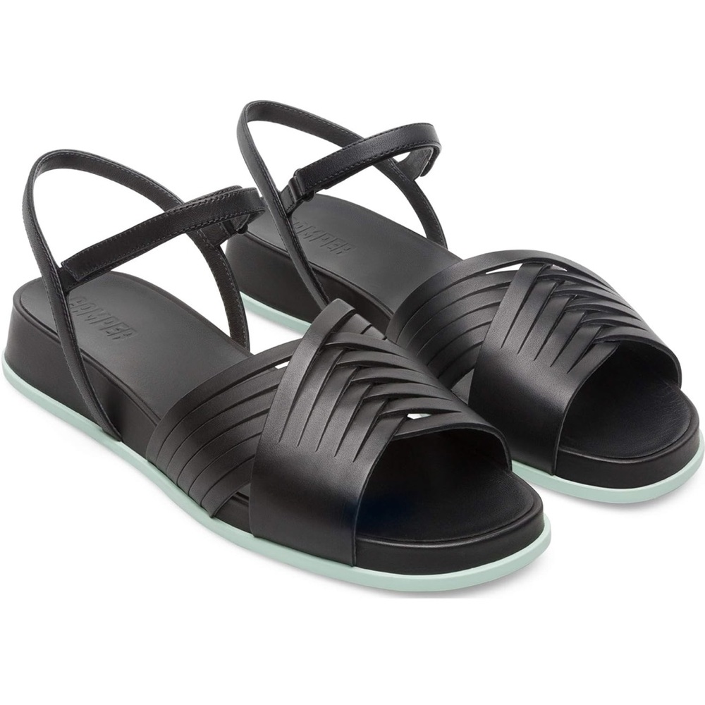 Camper Black Sandals with Ankle Straps and Minimalist Design